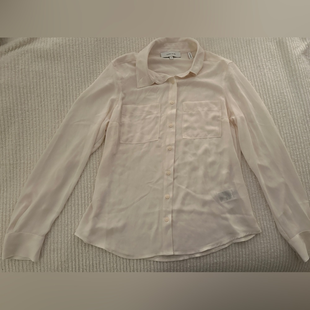 Sheer White Button Down Lark&Ro XS Shirt